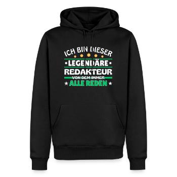 Je suis cet éditeur légendaire - Sweat à capuche Premium bio Homme - noir - Devant - Nico (187cm)