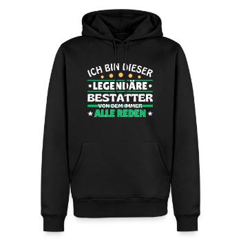 Je suis ce légendaire croque-mort - Sweat à capuche Premium bio Homme - noir - Devant - Nico (187cm)