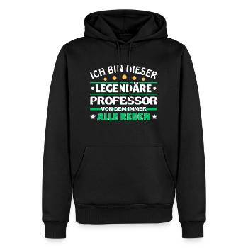 Je suis ce professeur légendaire - Sweat à capuche Premium bio Homme - noir - Devant - Nico (187cm)