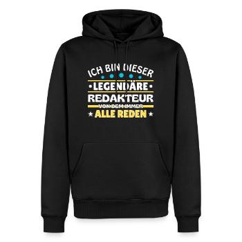 Je suis cette rédactrice légendaire - Sweat à capuche Premium bio Homme - noir - Devant - Nico (187cm)