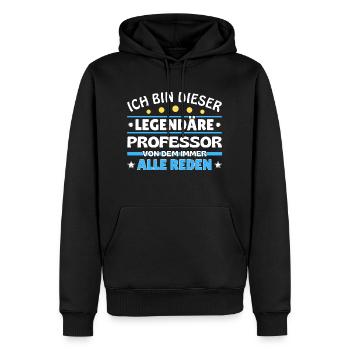 Je suis ce professeur légendaire - Sweat à capuche Premium bio Homme - noir - Devant - Nico (187cm)