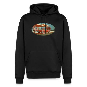 Benzinbrüder Tankstelle - Männer Premium Bio Hoodie - Schwarz - Vorne - Nico (187cm)