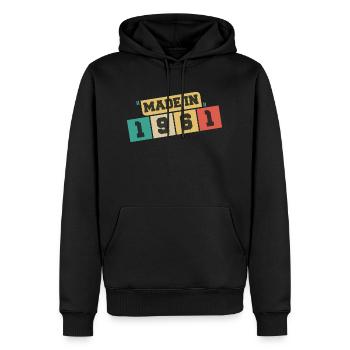 1961 anniversaire 1961 né en 1961 anniversaire - Sweat à capuche Premium bio Homme - noir - Devant - Nico (187cm)