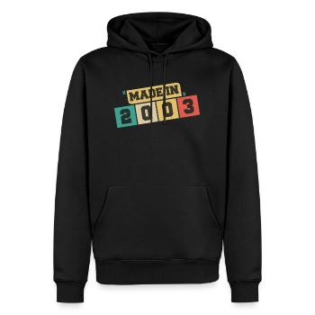 2003 Geburtstag 2003 Jahrgang 2003 Geburtstag - Männer Premium Bio Hoodie - Schwarz - Vorne - Nico (187cm)