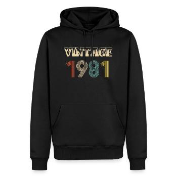 1981 Vintage Vintage Birthday Retro - Original - Sweat à capuche Premium bio Homme - noir - Devant - Nico (187cm)