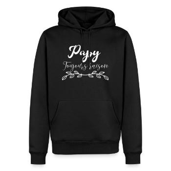 Papy Toujours raison - Sweat à capuche Premium bio Homme - noir - Devant - Nico (187cm)