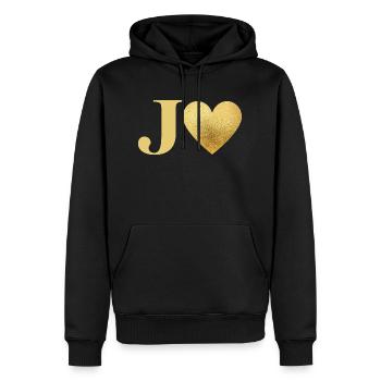 Lettre j cœur doré - Sweat à capuche Premium bio Homme - noir - Devant - Nico (187cm)
