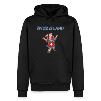 Switzerland Piggy Fans - Men’s Premium Organic Hoodie - black - Front - Nico (187cm)