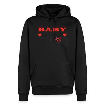 BABY je t'aime - Sweat à capuche Premium bio Homme - noir - Devant - Nico (187cm)