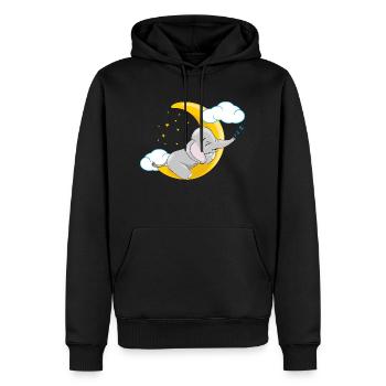 Niedliches Elefantenbaby, das auf dem Mond schläft - Männer Premium Bio Hoodie - Schwarz - Vorne - Nico (187cm)