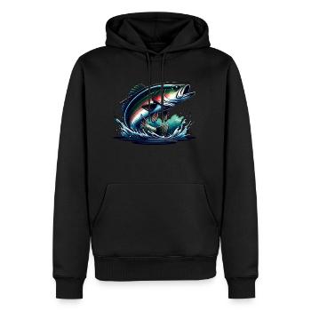 Angeln - Fisch - Männer Premium Bio Hoodie - Schwarz - Vorne - Nico (187cm)