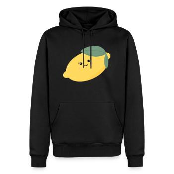 Citron Doux Kawaii - Sweat à capuche Premium bio Homme - noir - Devant - Nico (187cm)