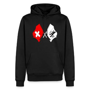 Pavillon Suisse, Appenzell Rhodes-Extérieures - Sweat à capuche Premium bio Homme - noir - Devant - Nico (187cm)