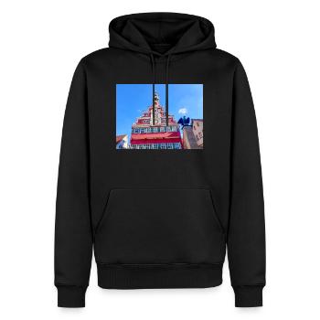 Ancien hôtel de ville (Altes Rathaus) Esslingen am Neckar - Sweat à capuche Premium bio Homme - noir - Devant - Nico (187cm)