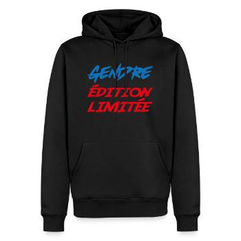 GENDRE édition limitée - Sweat à capuche Premium bio Homme - noir - Devant - Nico (187cm)