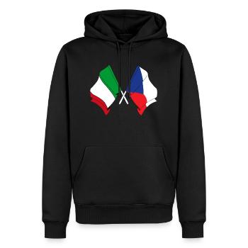 Flagge von Italien, Tschechische Republik - Männer Premium Bio Hoodie - Schwarz - Vorne - Nico (187cm)