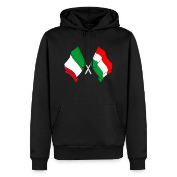 Drapeau de l’Italie, de la Hongrie - Sweat à capuche Premium bio Homme - noir - Devant - Nico (187cm)