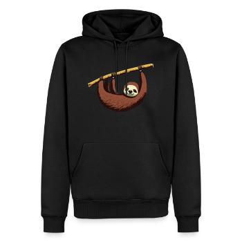 Faultier - am hängen - Männer Premium Bio Hoodie - Schwarz - Vorne - Nico (187cm)