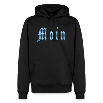 Moin - Männer Premium Bio Hoodie - Schwarz - Vorne - Nico (187cm)
