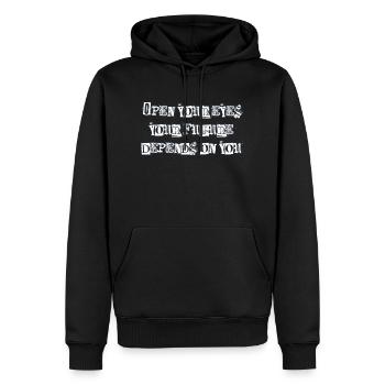 Open your eyes - Sweat à capuche Premium bio Homme - noir - Devant - Nico (187cm)