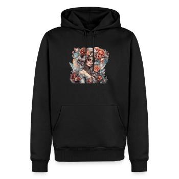 Dreamy and seductive woman in vintage style - Men’s Premium Organic Hoodie - black - Front - Nico (187cm)
