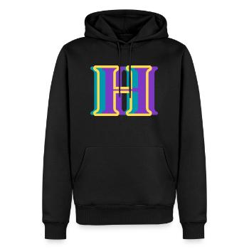 Mehrfarbiger Buchstabe h – originelle Geschenkidee - Männer Premium Bio Hoodie - Schwarz - Vorne - Nico (187cm)