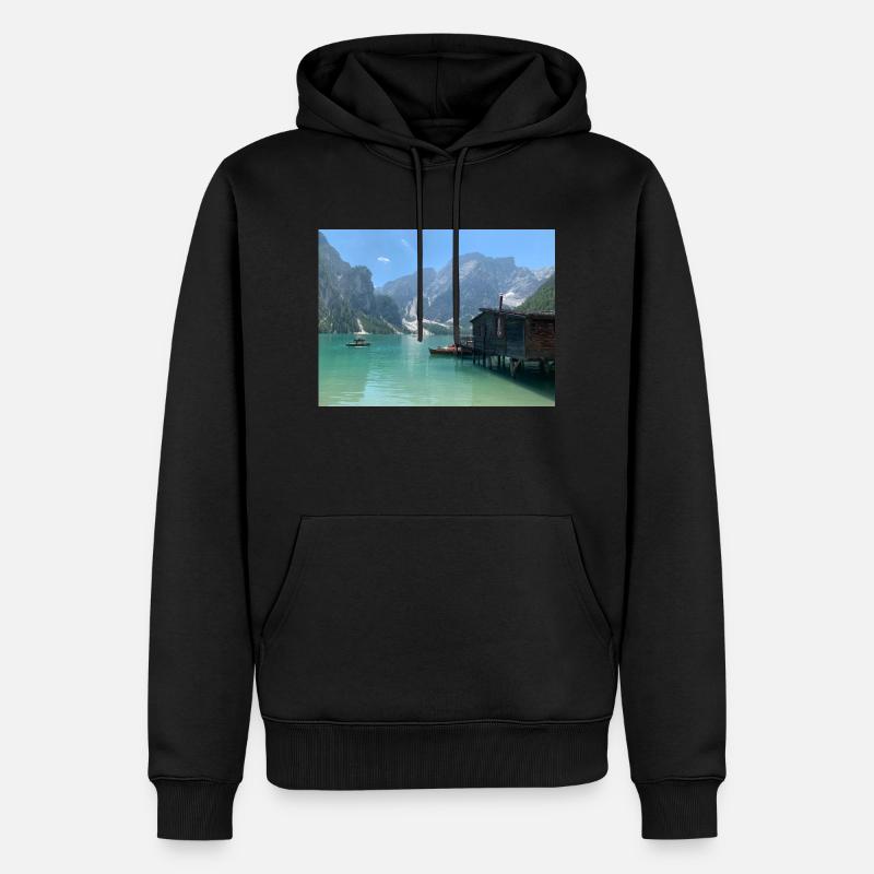 Wunderschönes See Bild - Männer Premium Bio Hoodie - Schwarz