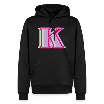 Mehrfarbiger Buchstabe k - Männer Premium Bio Hoodie - Schwarz - Vorne - Nico (187cm)