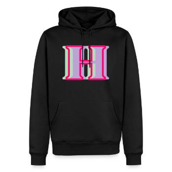 Multi-coloured letter h - Men’s Premium Organic Hoodie - black - Front - Nico (187cm)