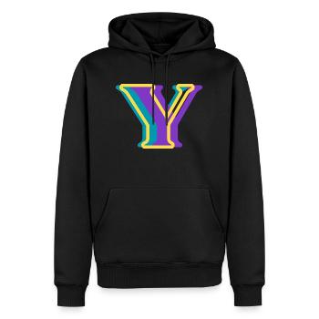 Mehrfarbiger Buchstabe y - Männer Premium Bio Hoodie - Schwarz - Vorne - Nico (187cm)
