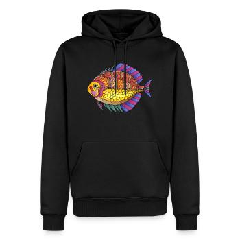 Poisson - Sweat à capuche Premium bio Homme - noir - Devant - Nico (187cm)