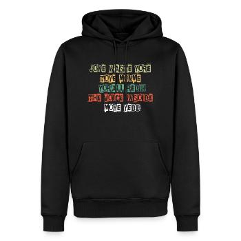 JONE WASTE YORE TOYE MONME YORALL REDIII THE VOICE - Männer Premium Bio Hoodie - Schwarz - Vorne - Nico (187cm)
