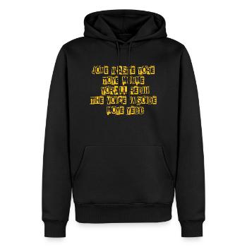JONE WASTE YORE TOYE MONME YORALL REDIII THE VOICE - Männer Premium Bio Hoodie - Schwarz - Vorne - Nico (187cm)