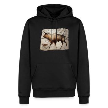 Aurochs image primitive de la grotte du bétail - Sweat à capuche Premium bio Homme - noir - Devant - Nico (187cm)