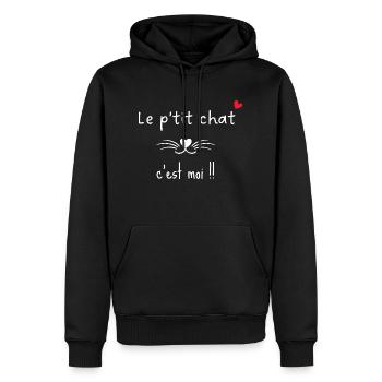 Die kleine Katze bin ich - passende Mama - Männer Premium Bio Hoodie - Schwarz - Vorne - Nico (187cm)
