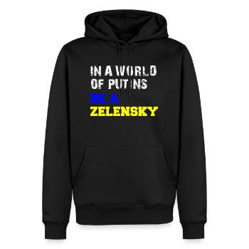 Dans un monde de Poutine, soyez un Zelensky - Sweat à capuche Premium bio Homme - noir - Devant - Nico (187cm)