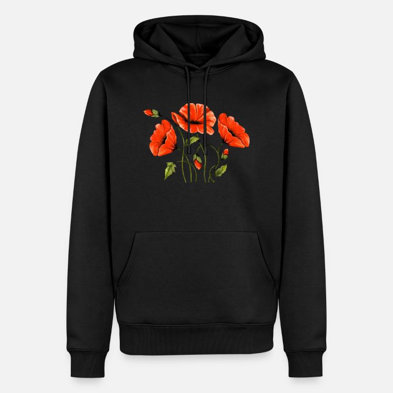 Fleur - Sweat à capuche Premium bio Homme - noir