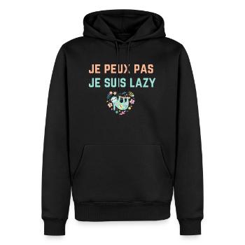 je peux pas je suis lazy Sloth - Sweat à capuche Premium bio Homme - noir - Devant - Nico (187cm)