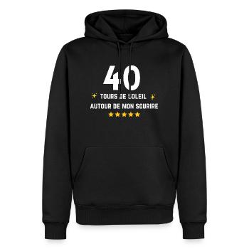 40 tours de soleil autour de mon sourire - Sweat à capuche Premium bio Homme - noir - Devant - Nico (187cm)