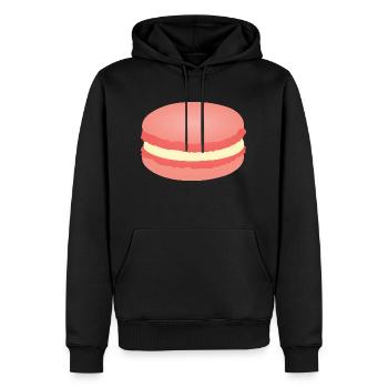 macaron rose - Sweat à capuche Premium bio Homme - noir - Devant - Nico (187cm)