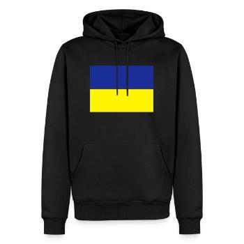 fahne_ukraine - Männer Premium Bio Hoodie - Schwarz - Vorne - Nico (187cm)