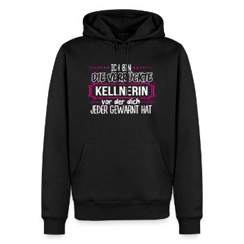 KELLNERIN - Verrückt - Männer Premium Bio Hoodie - Schwarz - Vorne - Nico (187cm)