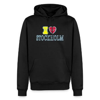 I LOVE STOCKHOLM - Sweat à capuche Premium bio Homme - noir - Devant - Nico (187cm)