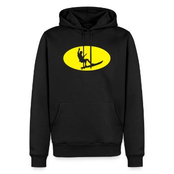 kitesurf logo bat - Sweat à capuche Premium bio Homme - noir - Devant - Nico (187cm)