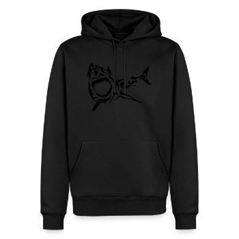 requin tribal shark hai tiburon squalo1 - Sweat à capuche Premium bio Homme - noir - Devant - Nico (187cm)
