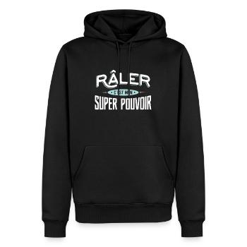 Râler super pouvoir drole - Sweat à capuche Premium bio Homme - noir - Devant - Nico (187cm)