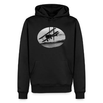 Flugzeug - Männer Premium Bio Hoodie - Schwarz - Vorne - Nico (187cm)