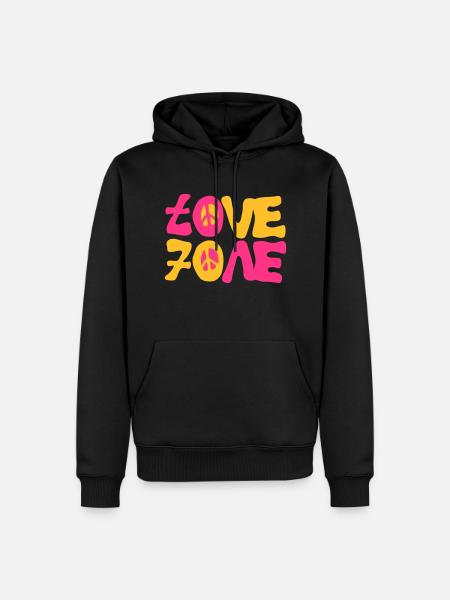 lieben Friedens siebziger 70 - Männer Premium Bio Hoodie - Schwarz