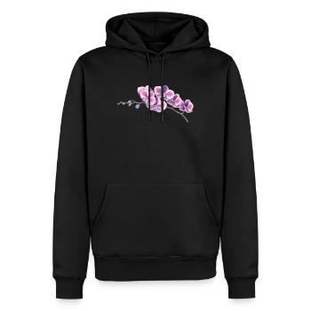 FLOWER - Männer Premium Bio Hoodie - Schwarz - Vorne - Nico (187cm)