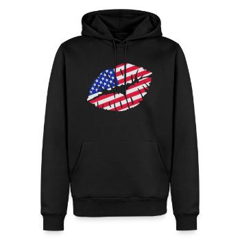 Etats-Unis - Sweat à capuche Premium bio Homme - noir - Devant - Nico (187cm)